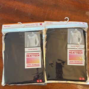 Two Uniqlo Heattech Scope Neck Long Sleeve Shirts NWT - Size M (1) and Size L (1